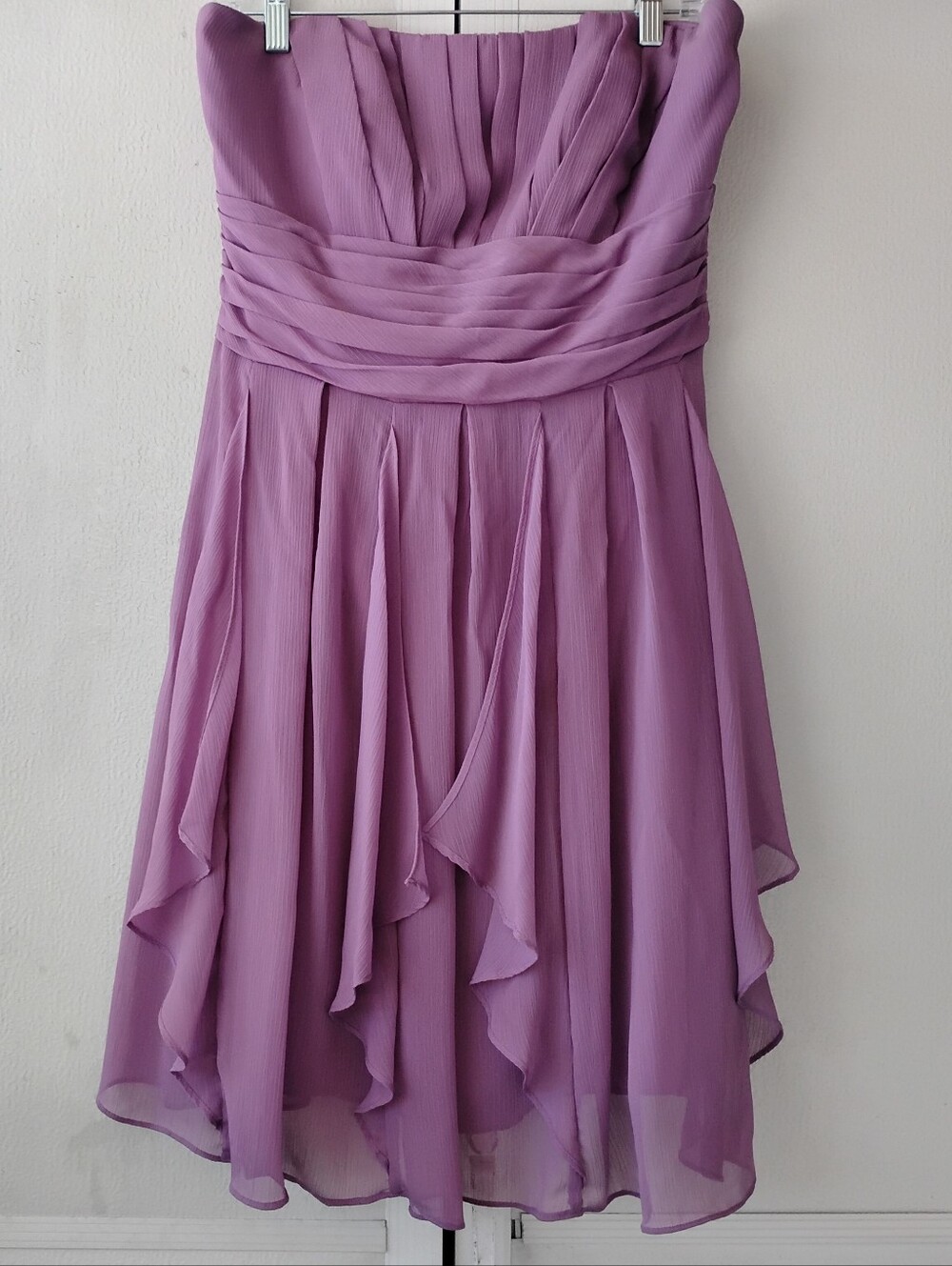 David Bridal Strapless Lavender Chiffon Party Dress